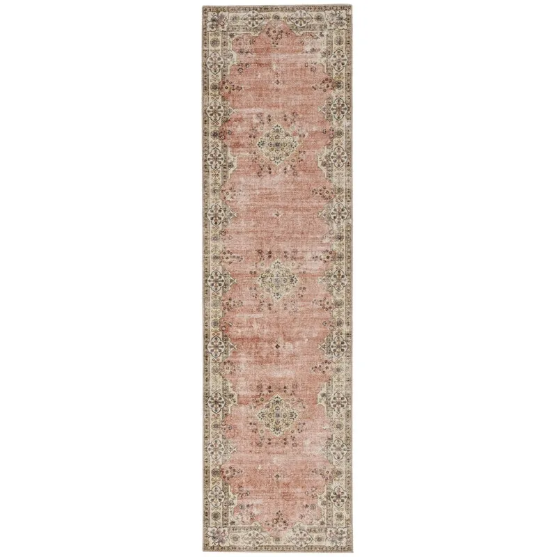 Blanton Machine Washable Floral Pastel Pink/Ivory Area Rug