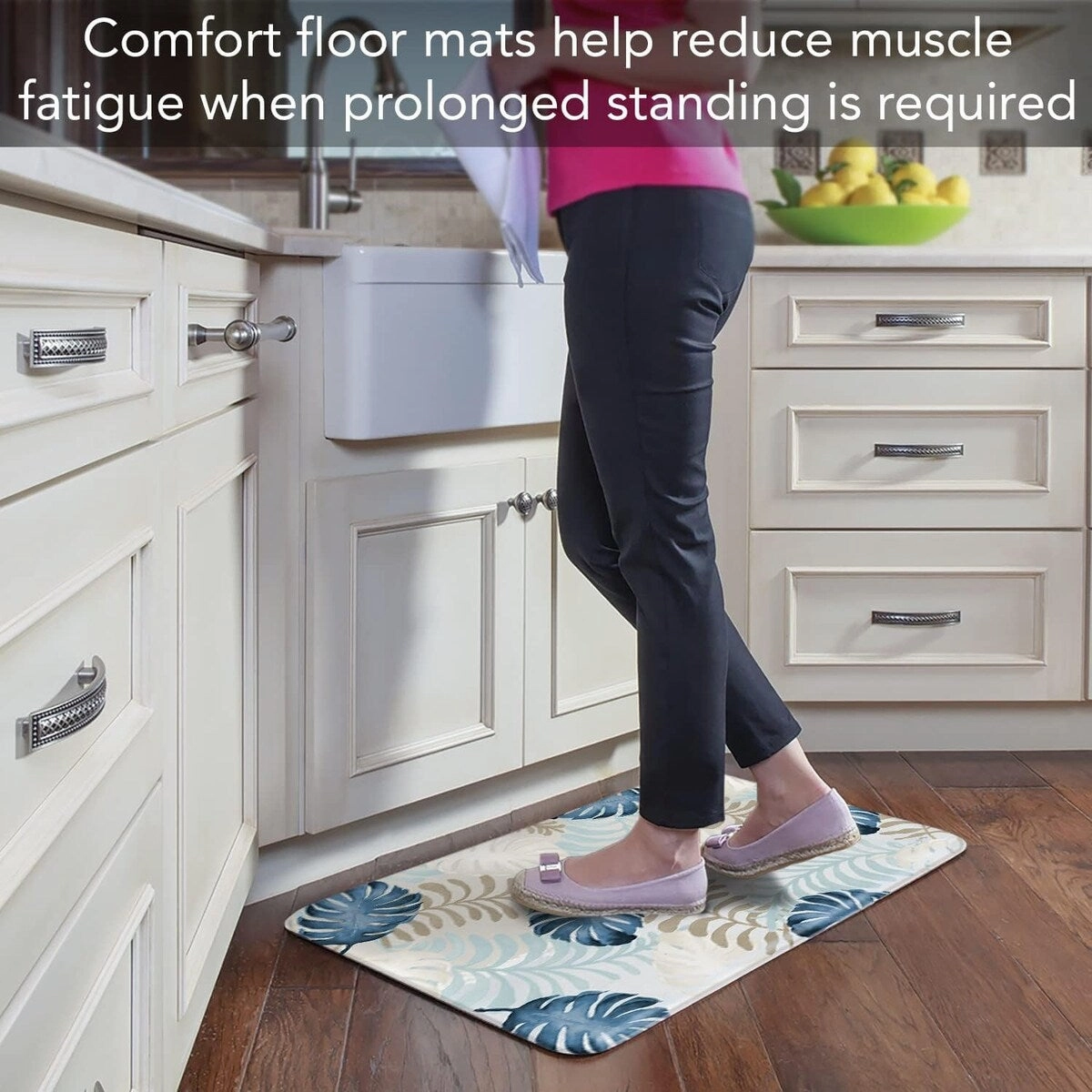 Blue Havana 30 x 20 Decorative Comfort Floor Mat Manufactured in The USA. Waterproof. Reduces Muscle Fatigue. Easy to Clean