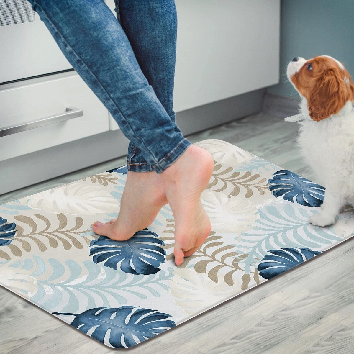 Blue Havana 30 x 20 Decorative Comfort Floor Mat Manufactured in The USA. Waterproof. Reduces Muscle Fatigue. Easy to Clean