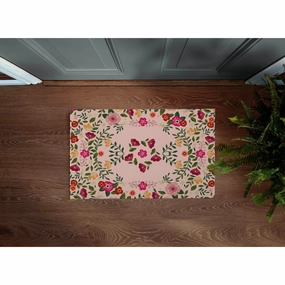 BOHO FIELDS PINK with Rubberized non-slip Backing Indoor|Outdoor Mat By Kavka Designs