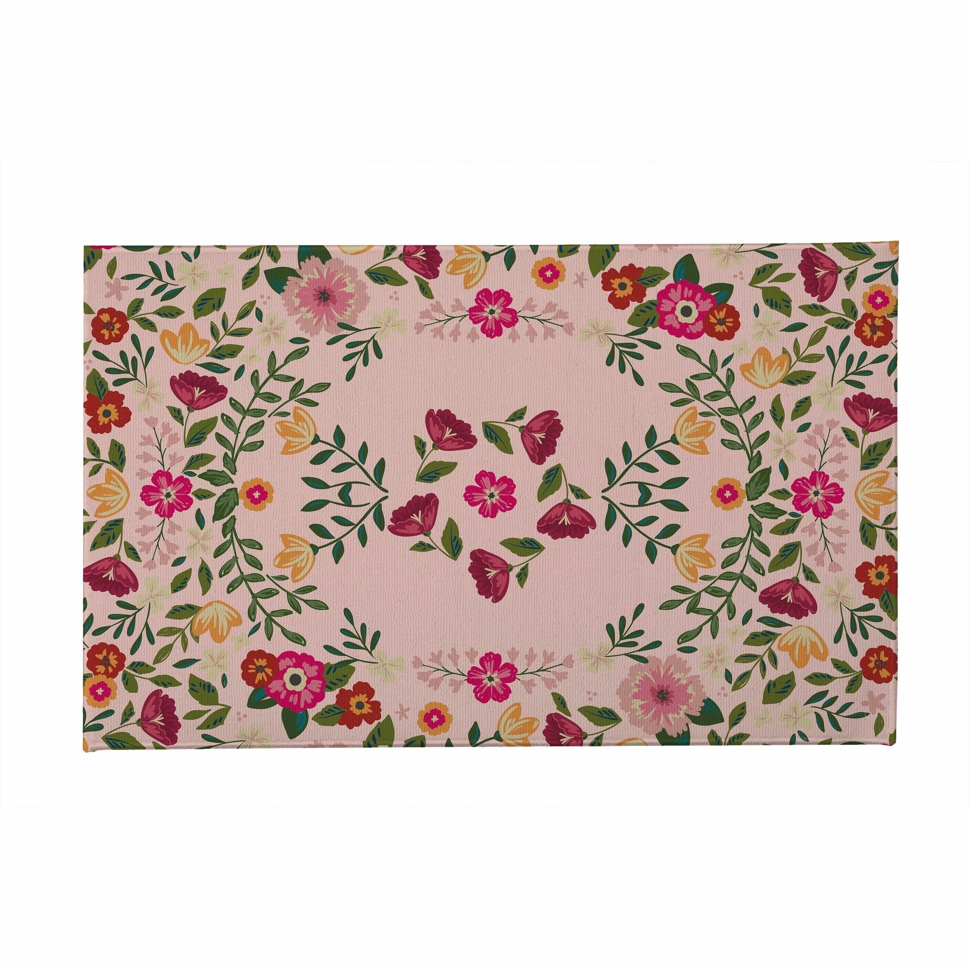 BOHO FIELDS PINK with Rubberized non-slip Backing Indoor|Outdoor Mat By Kavka Designs