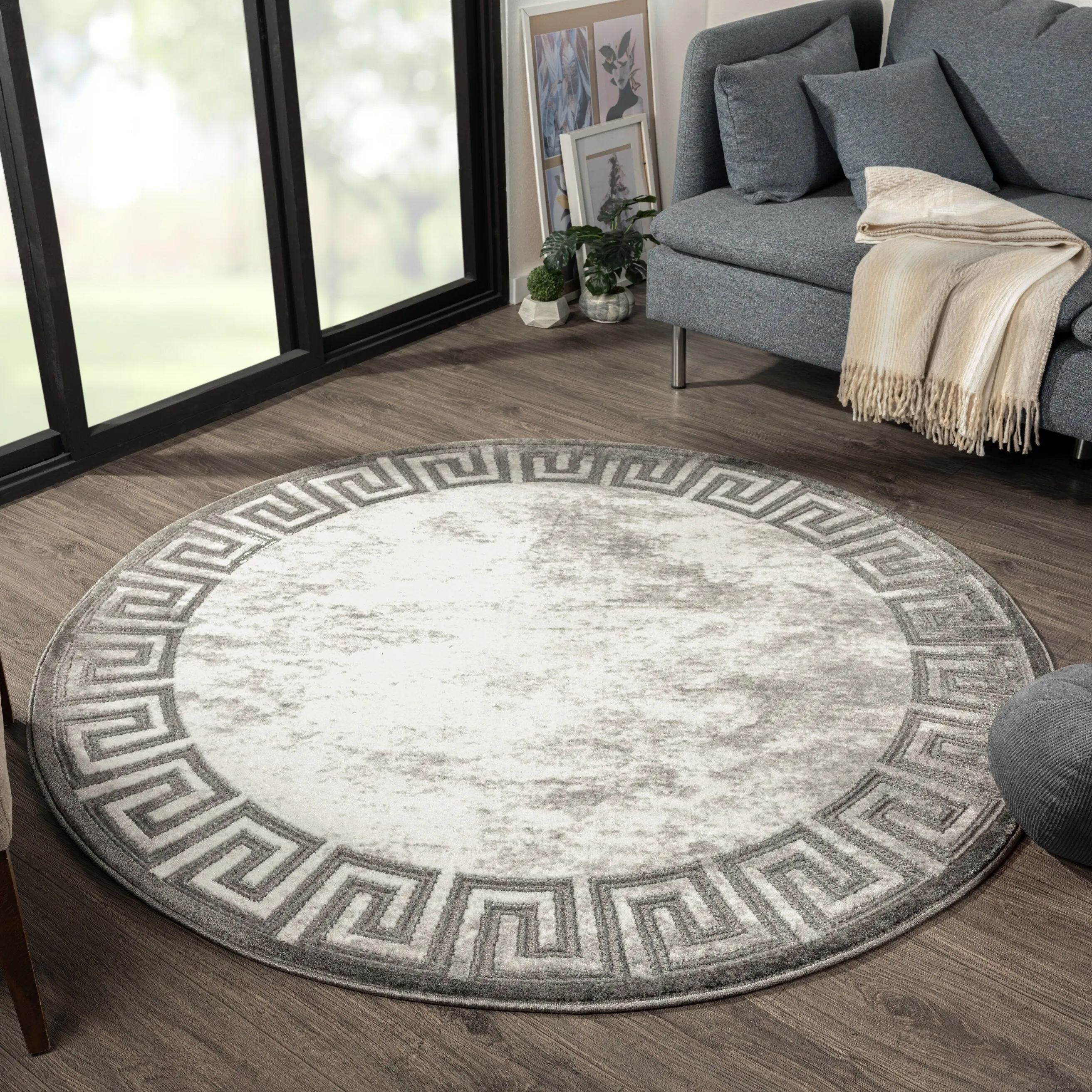 Brooklyn Collection Abstract Border Area Rug