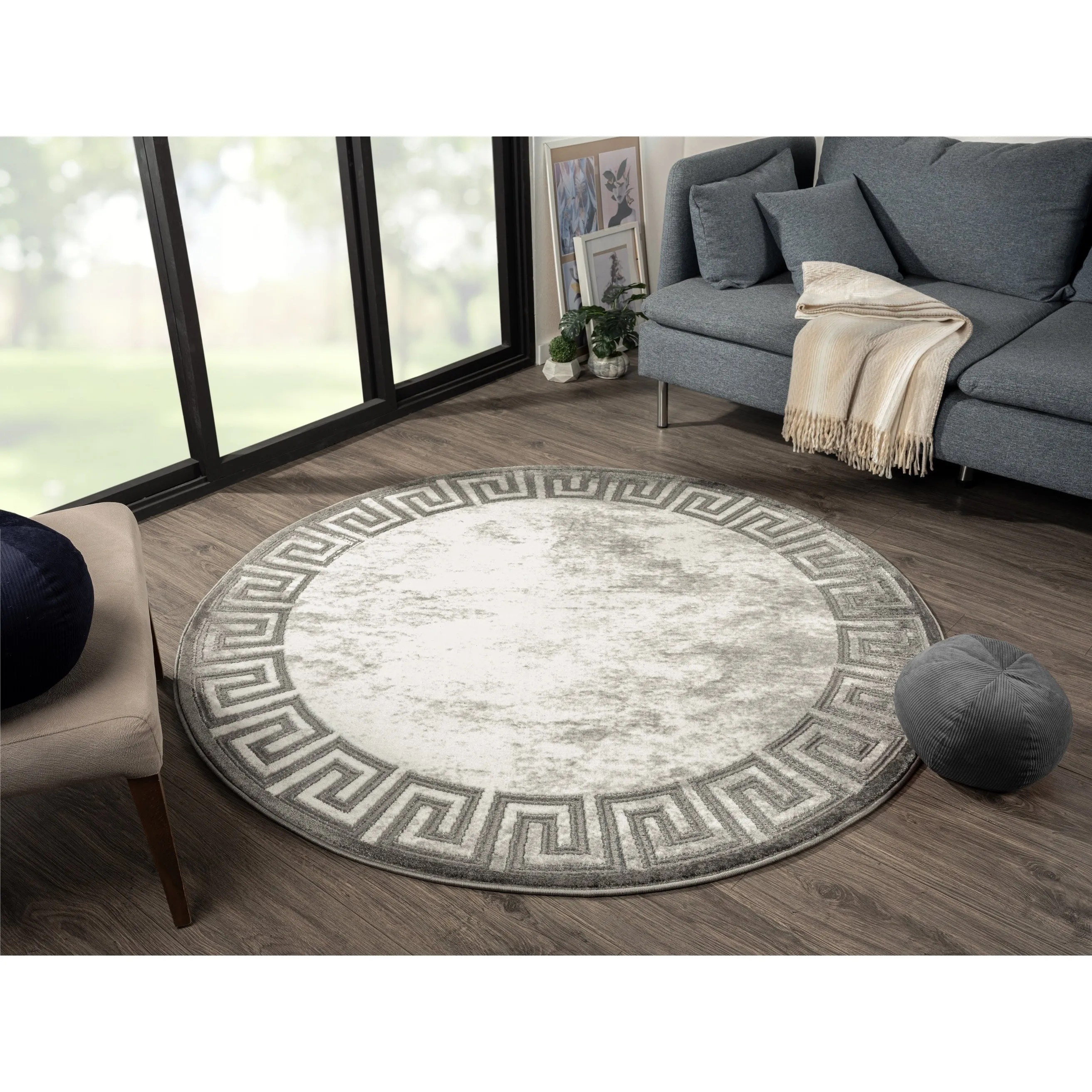 Brooklyn Collection Abstract Border Area Rug