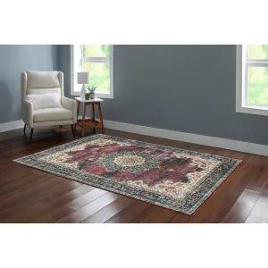 Bryant Machine Washable Ivory & Burgundy Area Rug
