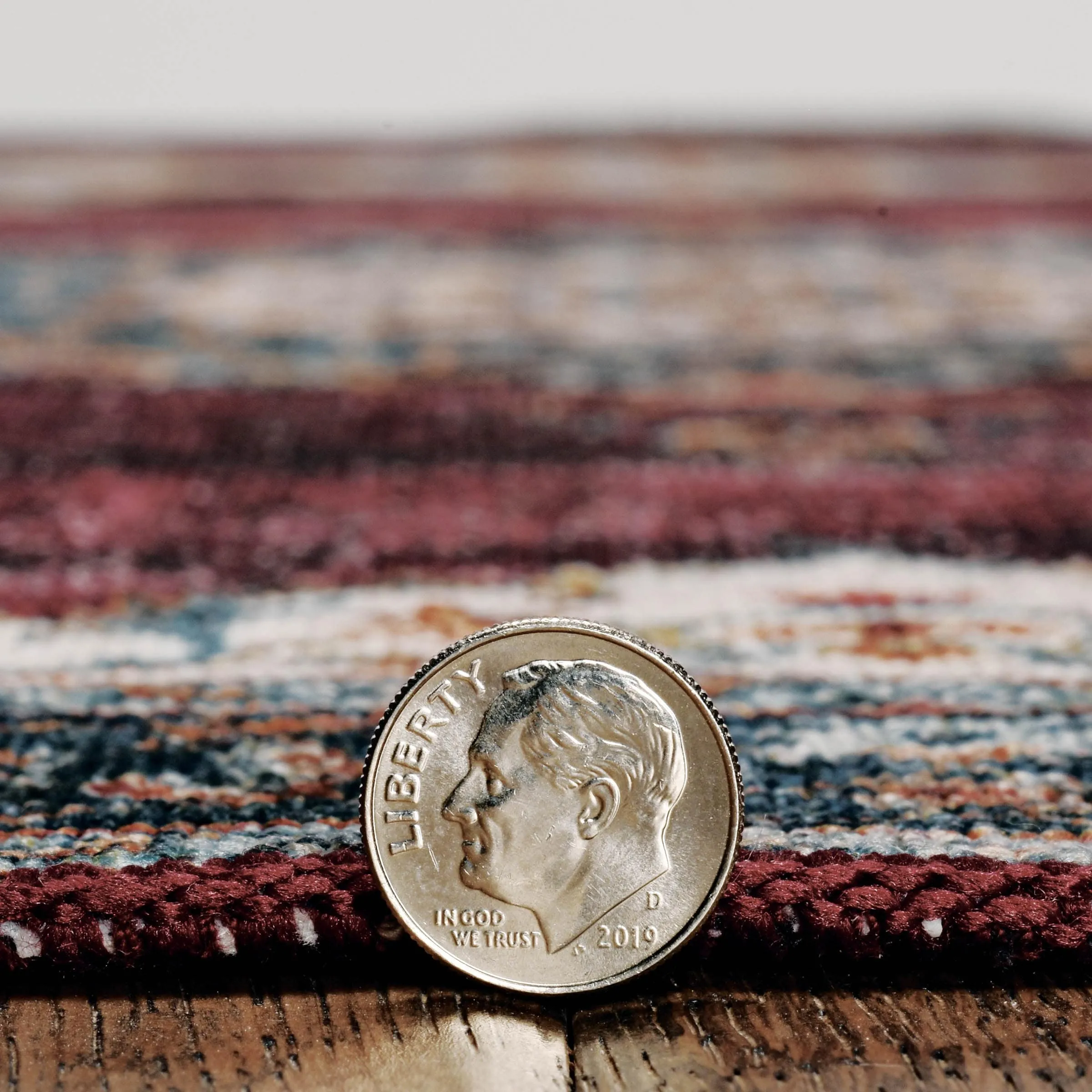 Bryant Machine Washable Ivory & Burgundy Area Rug