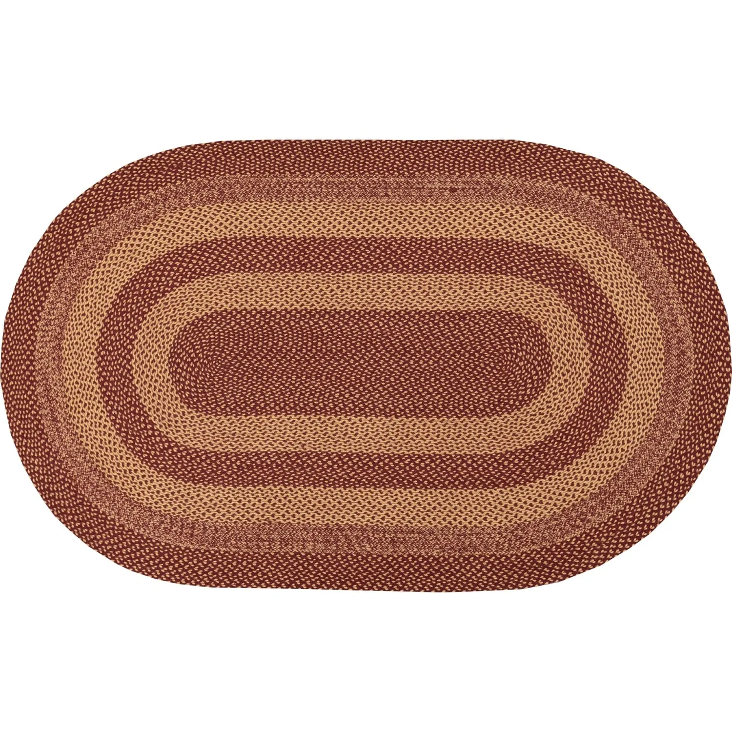 Burgundy Tan Jute Rug Oval w/ Pad 60x96 - 5' x 8' Oval