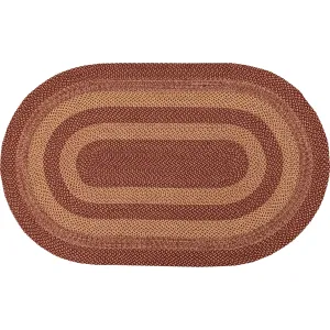 Burgundy Tan Jute Rug Oval w/ Pad 60x96 - 5' x 8' Oval