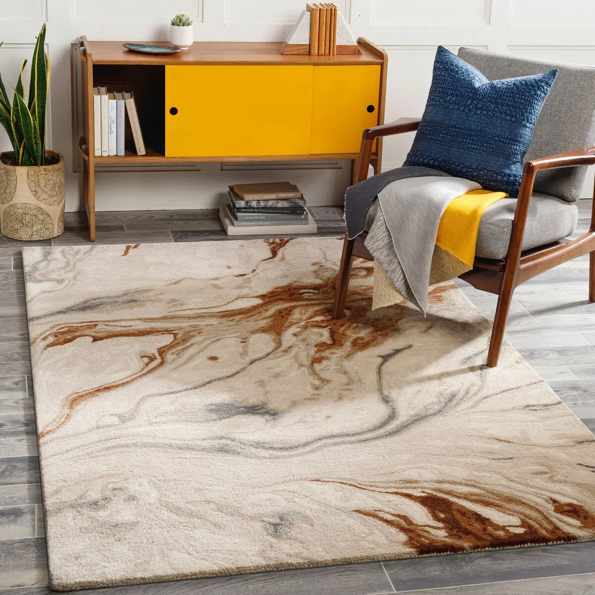 Cahbri Handmade Modern Abstract Wool Blend Area Rug