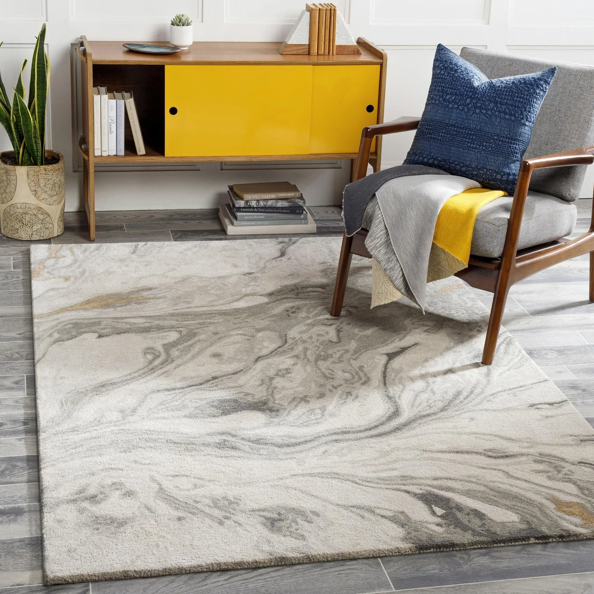 Cahbri Minimalist Abstract Hand Tufted Area Rug