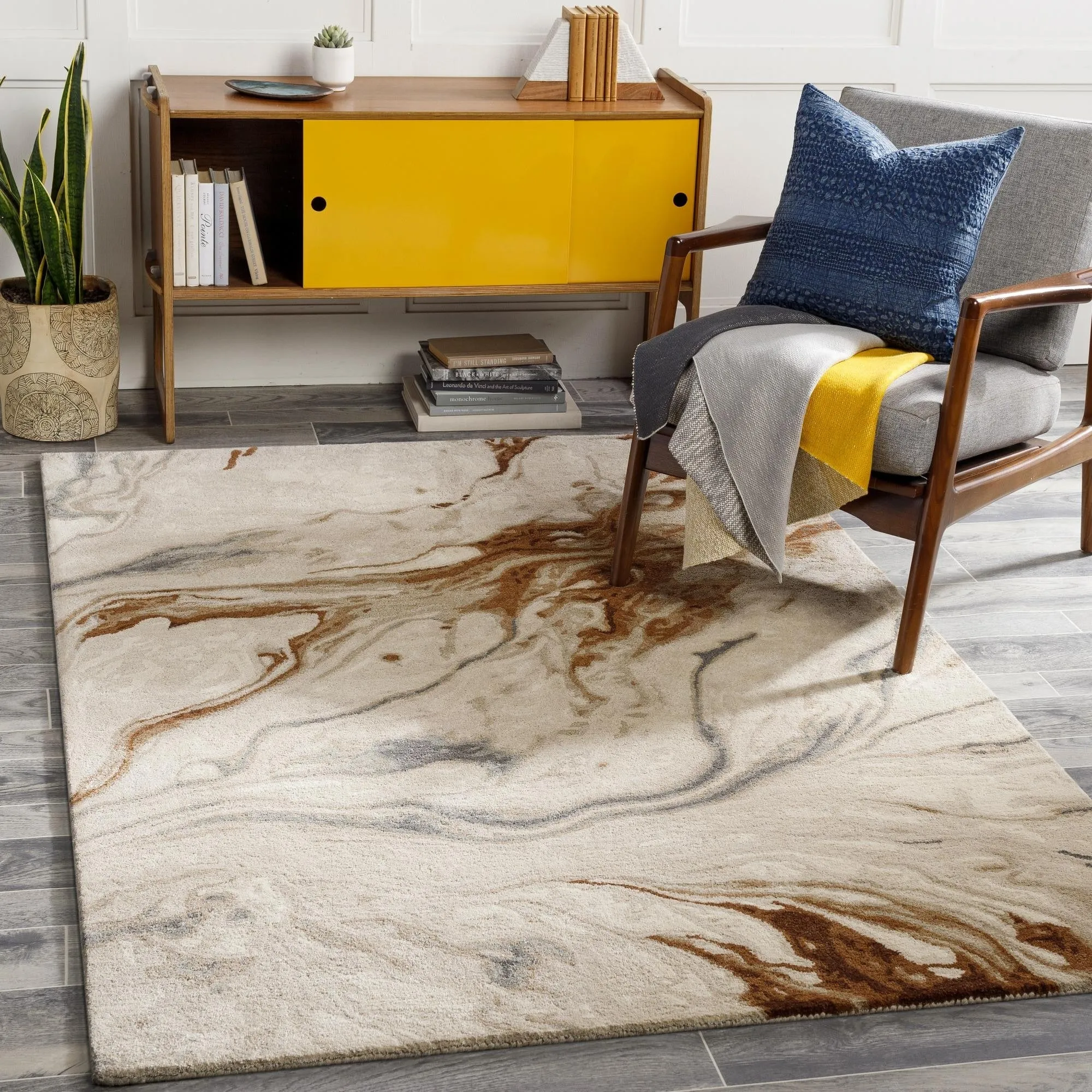 Cahbri Minimalist Abstract Hand Tufted Area Rug