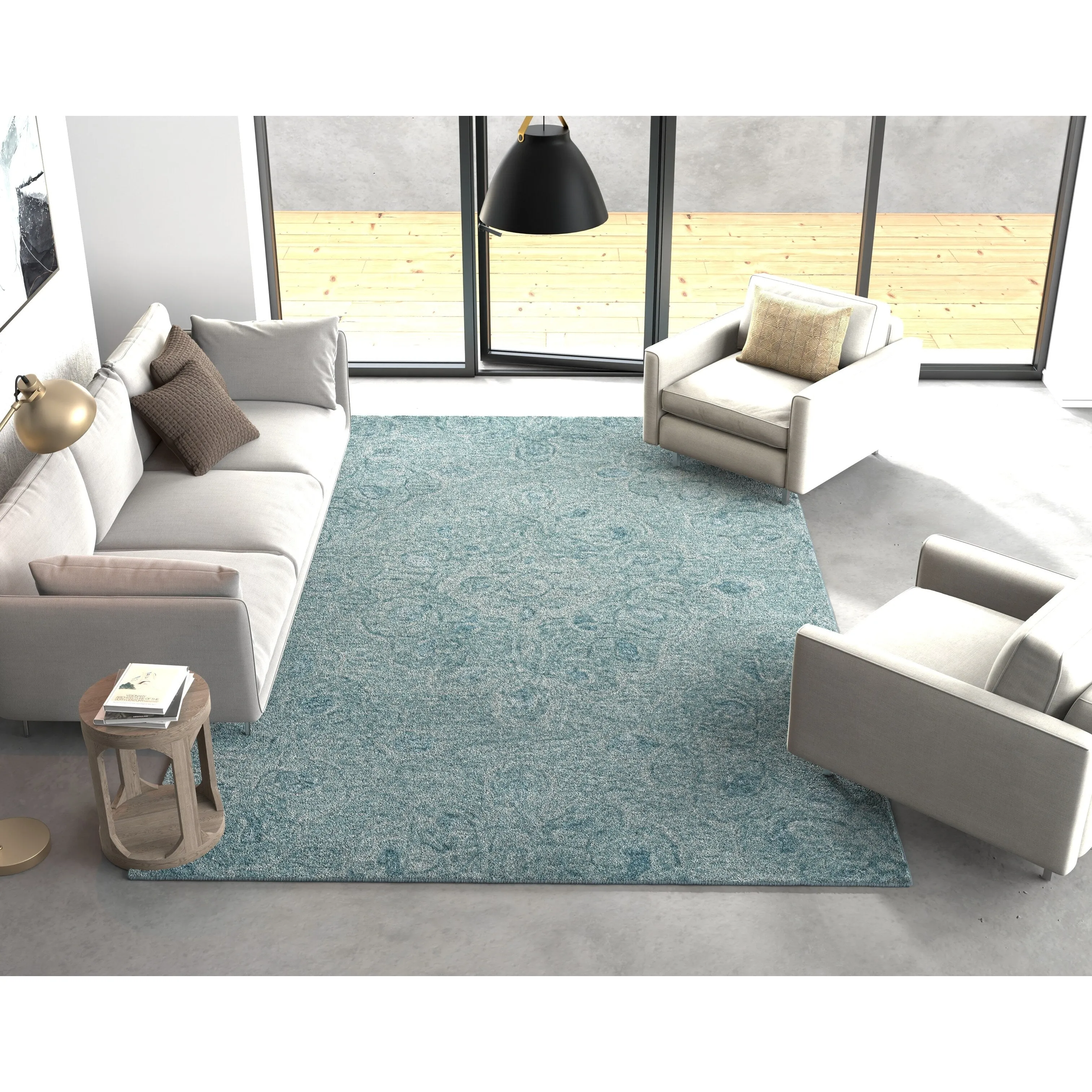 Carbon Loft Streaya Sea Blue Handmade Rug
