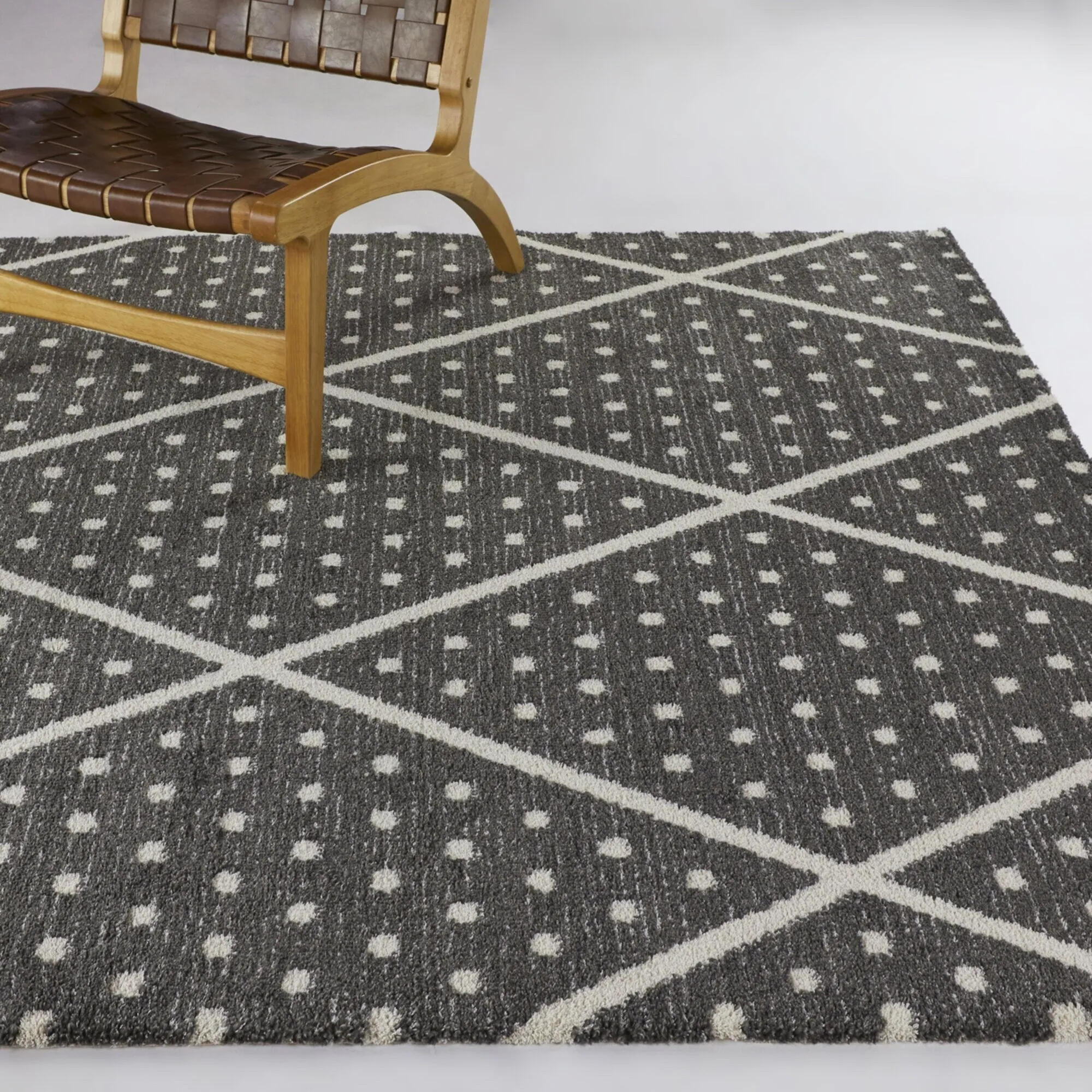 Cecile Polka Dot Diamond Trellis Area Rug