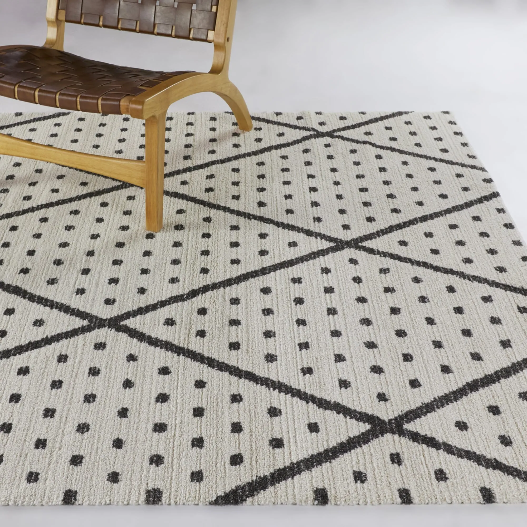 Cecile Polka Dot Diamond Trellis Area Rug