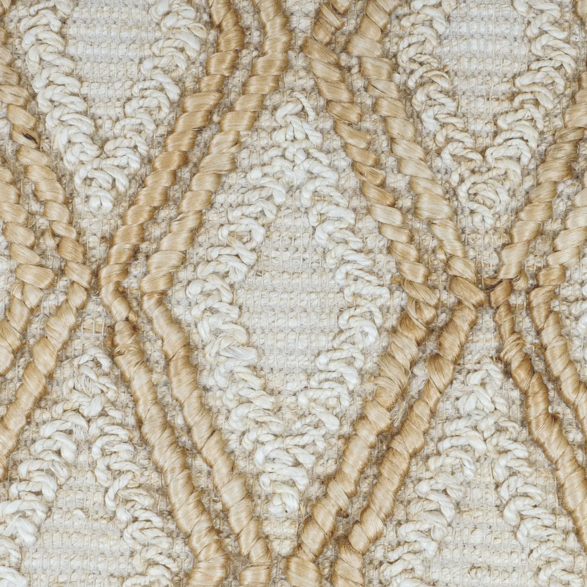 Coastal Handwoven Area Rug Lux Ivory & Brown High Low Pile Jute Rug
