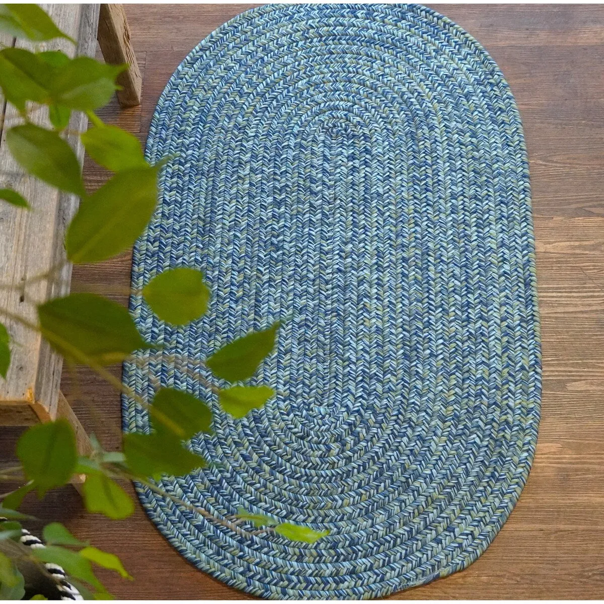 Colonial Mills Seaside Blue Tweed Braided Area Rug