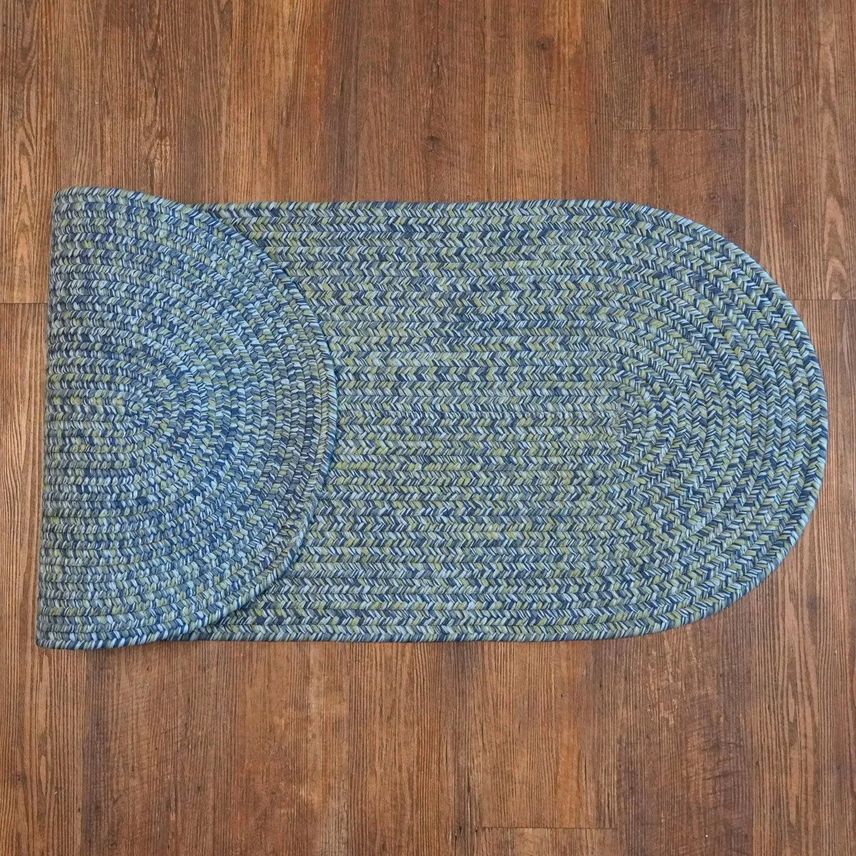 Colonial Mills Seaside Blue Tweed Runner Braided Area Rug