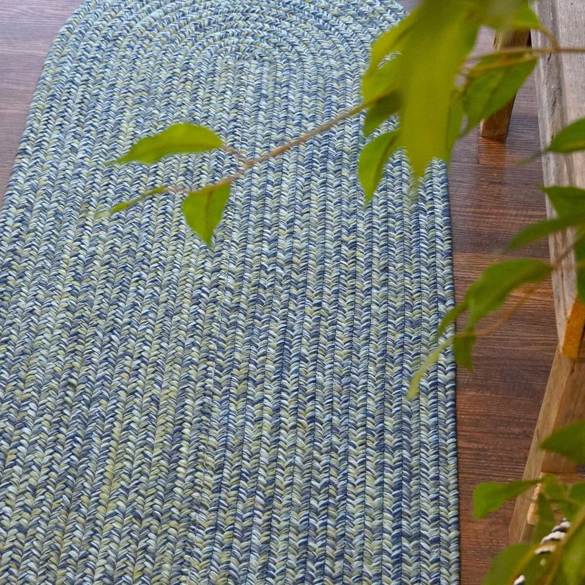 Colonial Mills Seaside Blue Tweed Runner Braided Area Rug
