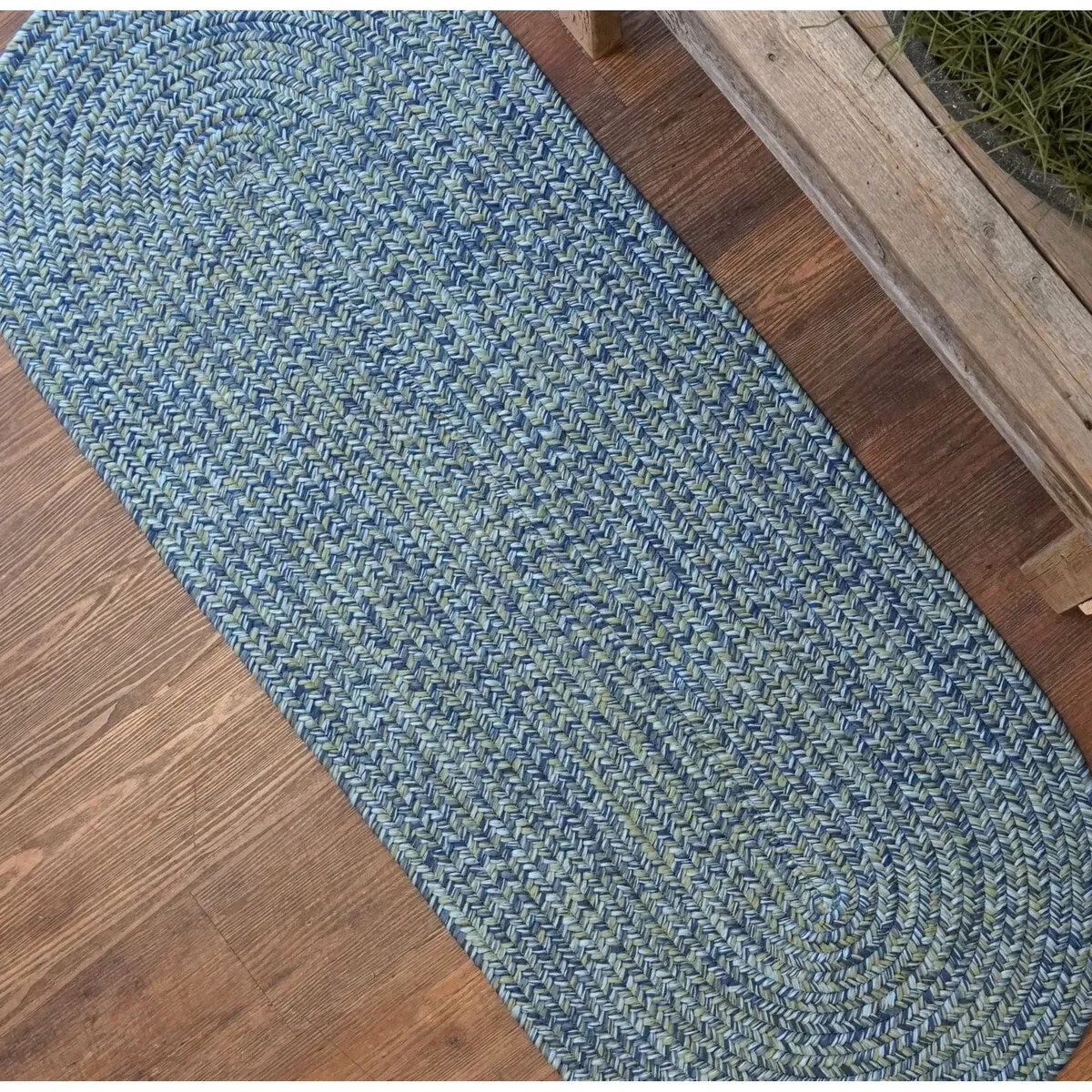 Colonial Mills Seaside Blue Tweed Runner Braided Area Rug