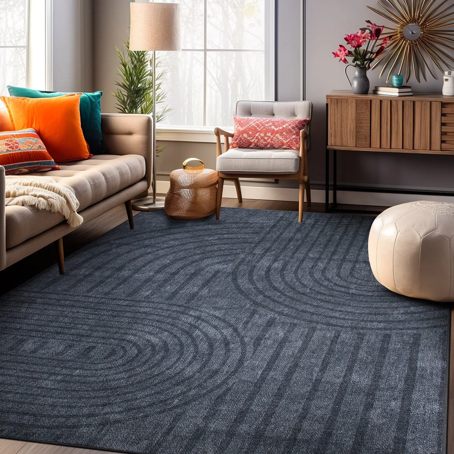 Contemporary Lines Machine Washable Area Rug