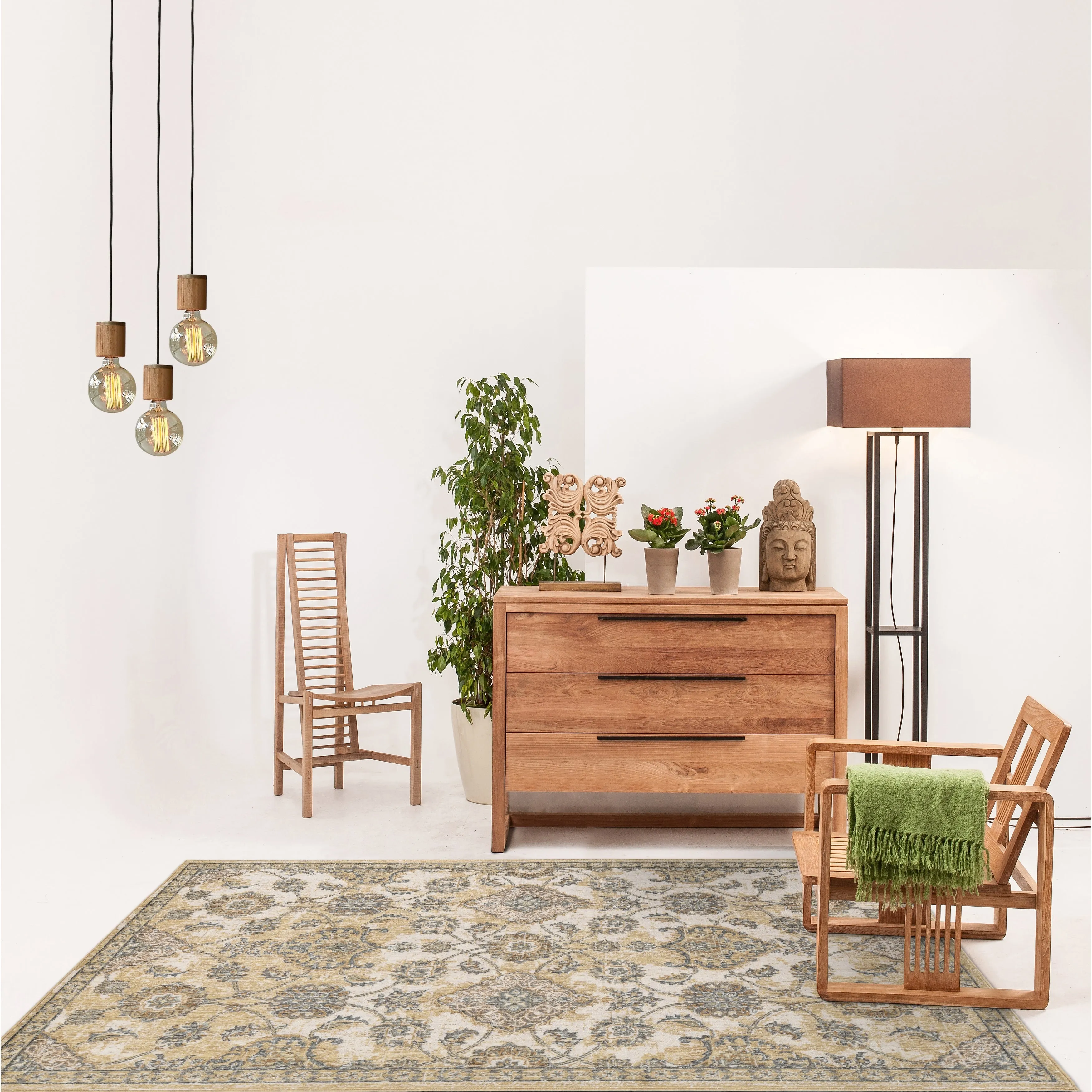 Copper Grove Wool Distressed Traditional Ivory Area Rug