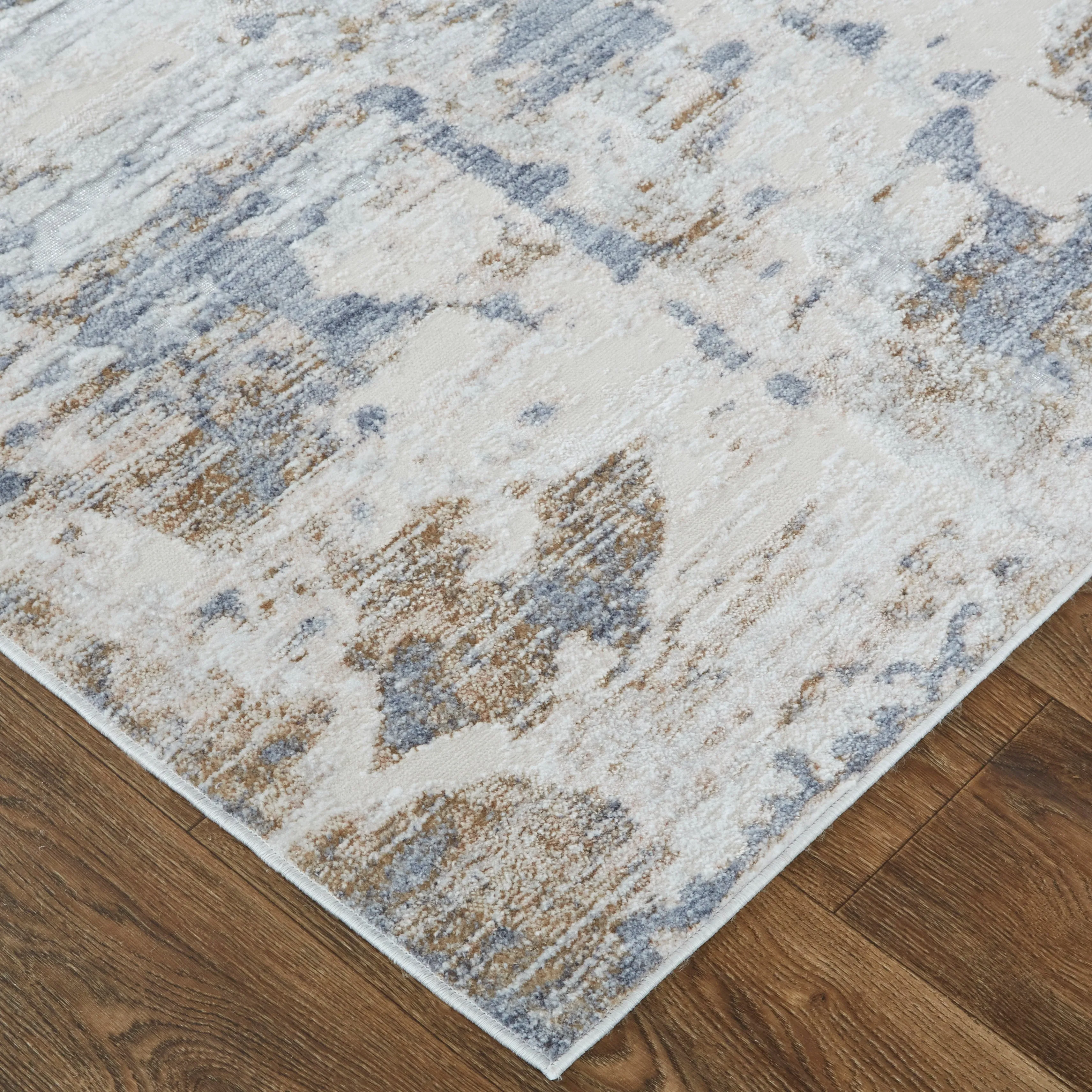 Corben Modern Abstract Blue/Ivory Area Rug