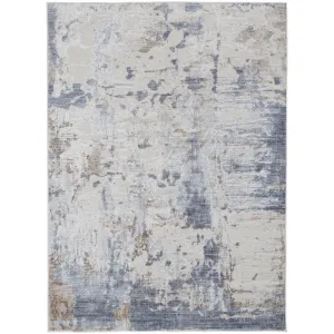 Corben Modern Abstract Blue/Ivory Area Rug