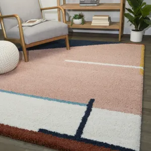Corbet Geometric Color Blocked Shag Area Rug