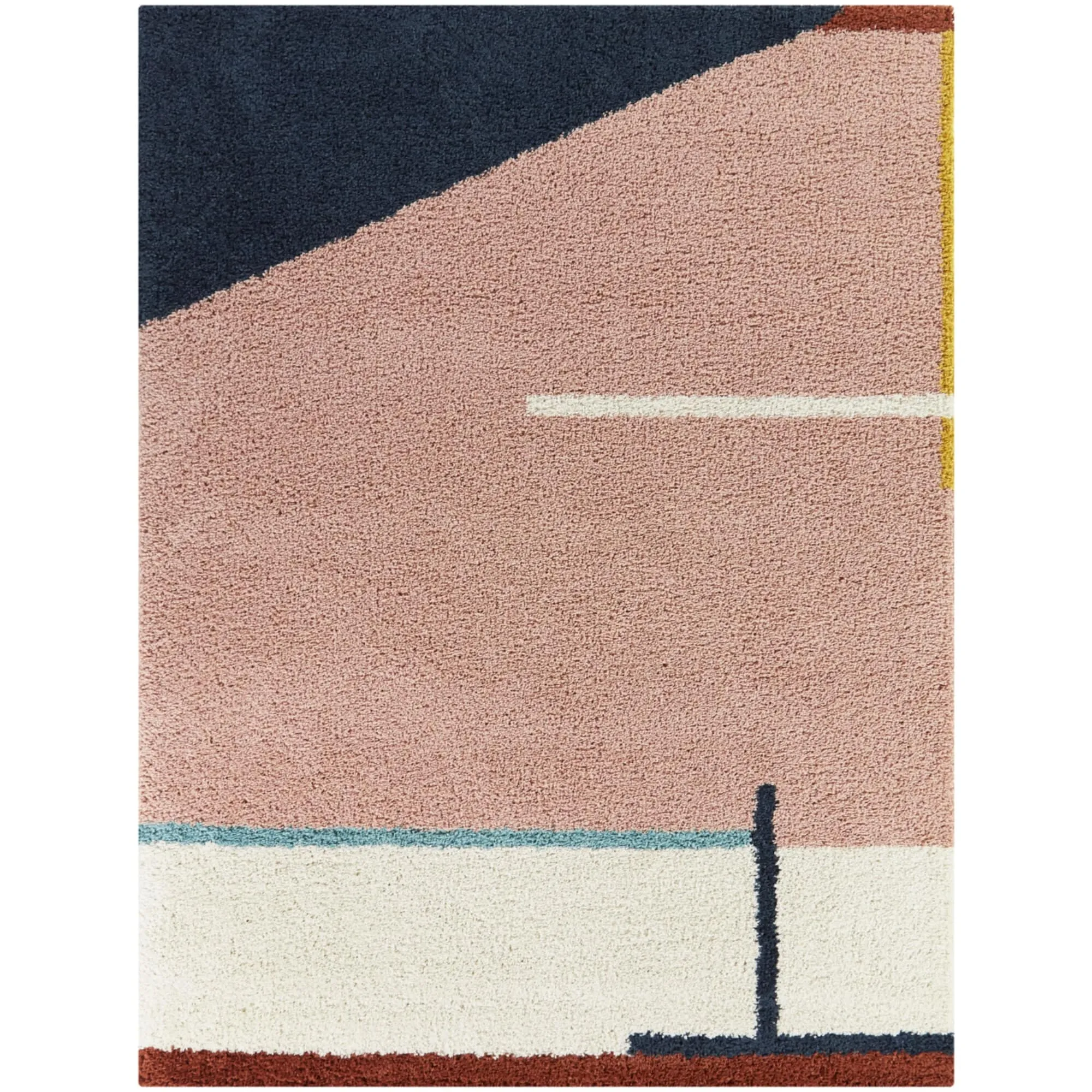 Corbet Geometric Color Blocked Shag Area Rug