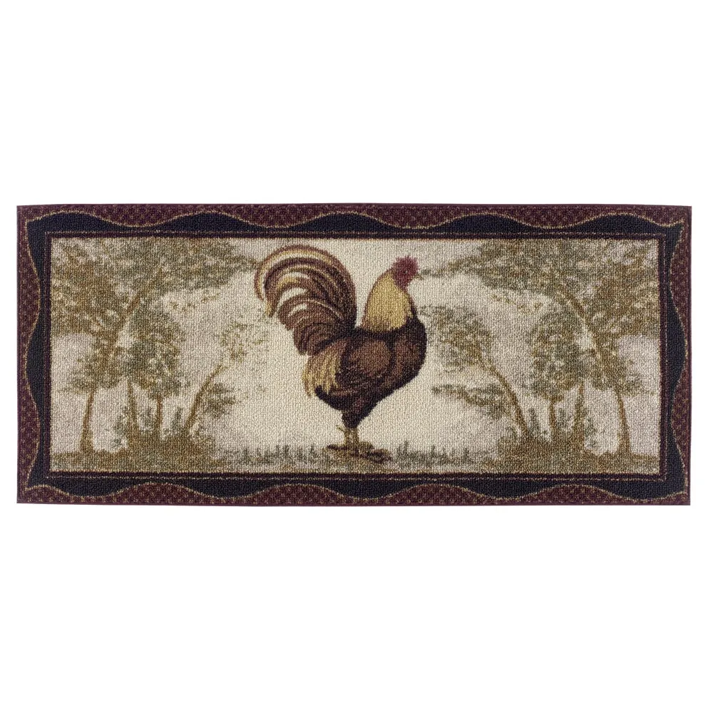 Cozy Cabin Rooster Washable Accent Rug