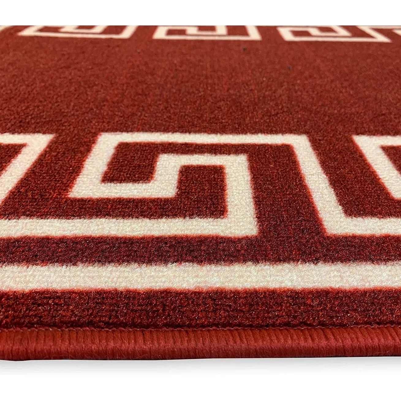 Custom Size Greek Key Black 31 Inch Wide Non-Slip Stair Runner Rug