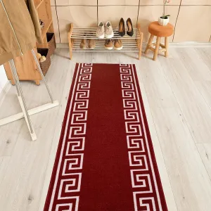 Custom Size Greek Key Black 31 Inch Wide Non-Slip Stair Runner Rug