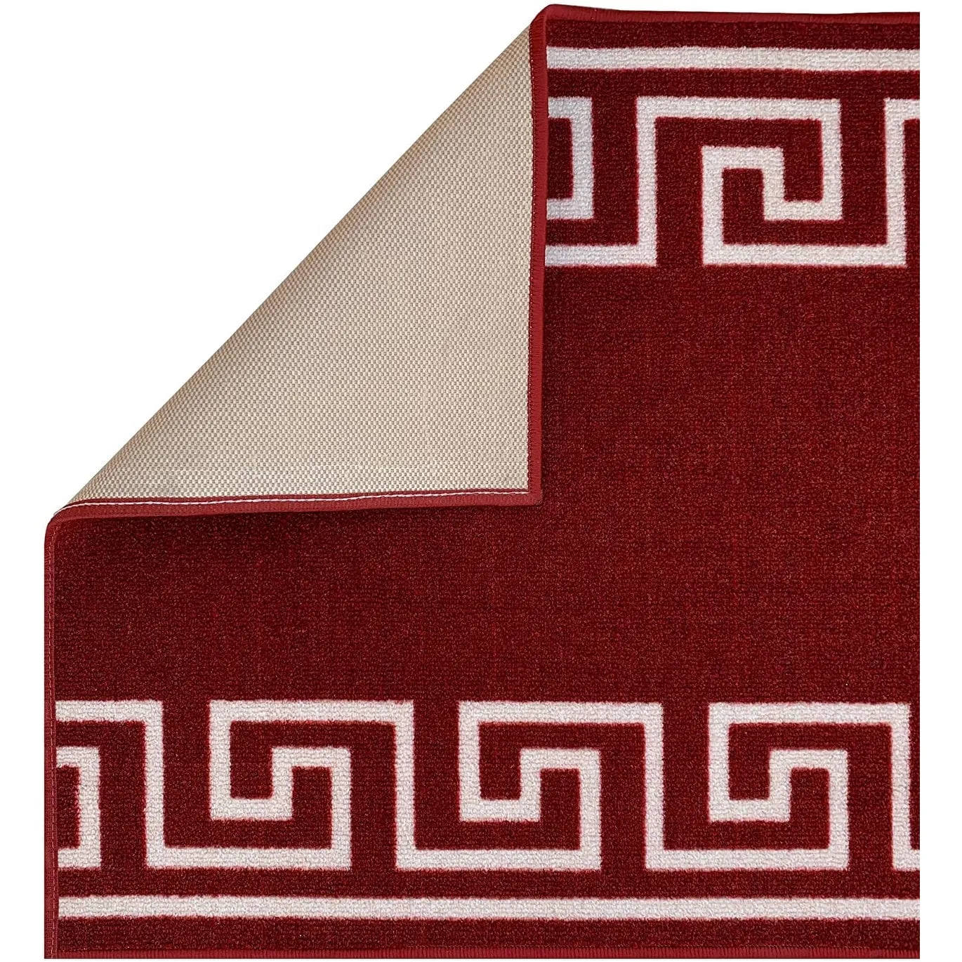 Custom Size Greek Key Black 31 Inch Wide Non-Slip Stair Runner Rug