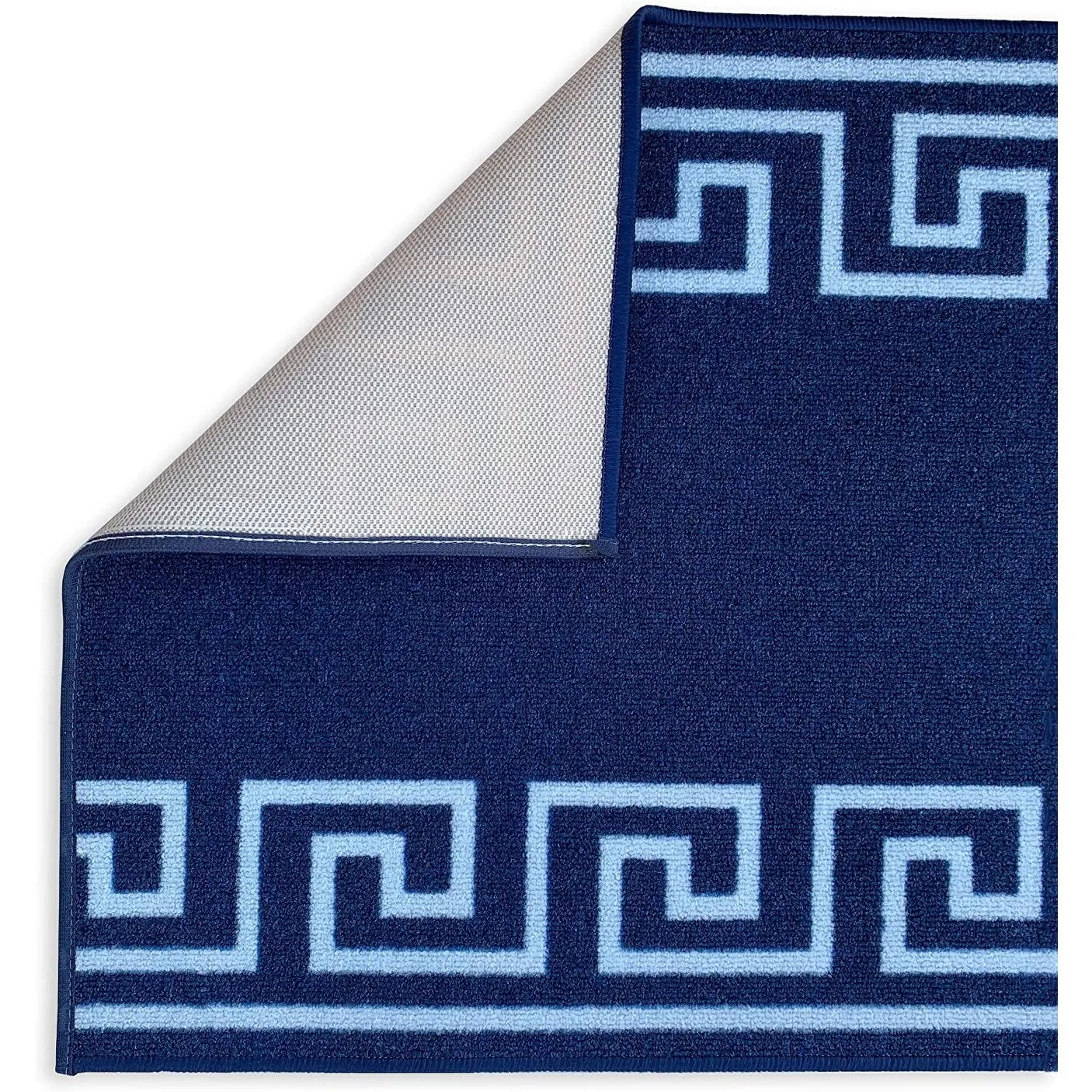 Custom Size Greek Key Black 31 Inch Wide Non-Slip Stair Runner Rug