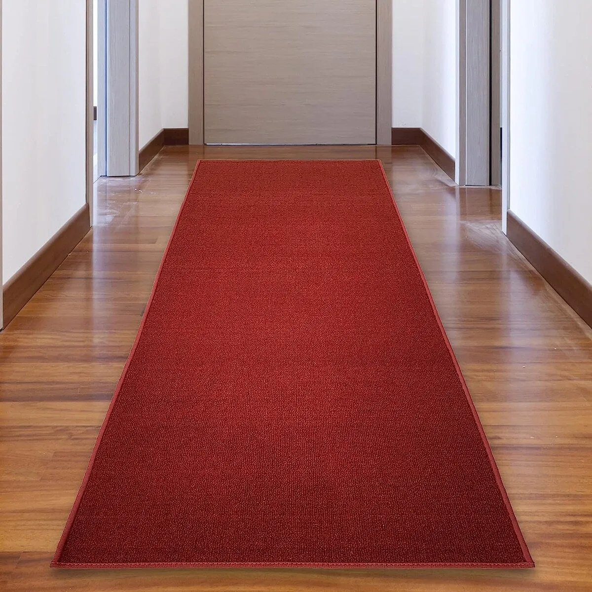 Custom Size Solid Design Beige.Brown.Red Color Non-Slip Rubber Backing- 26 Inch Wide x Your Choice of Length Runner Rug