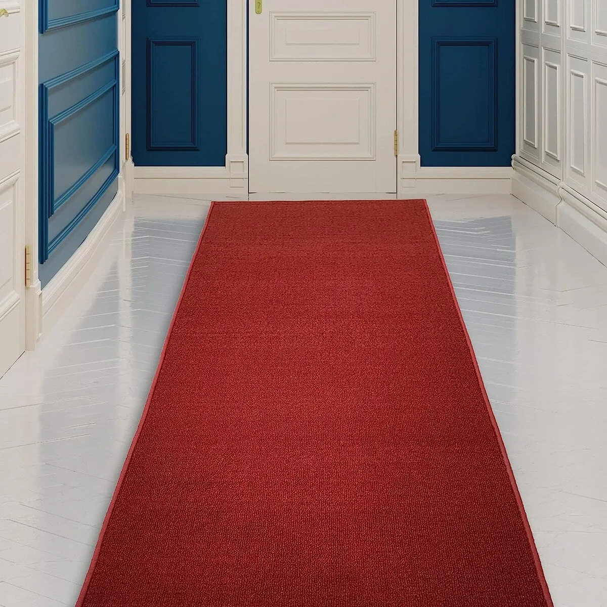 Custom Size Solid Design Beige.Brown.Red Color Non-Slip Rubber Backing- 26 Inch Wide x Your Choice of Length Runner Rug