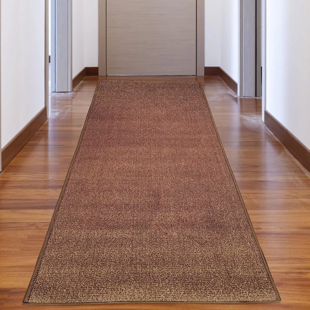 Custom Size Solid Design Beige.Brown.Red Color Non-Slip Rubber Backing- 26 Inch Wide x Your Choice of Length Runner Rug