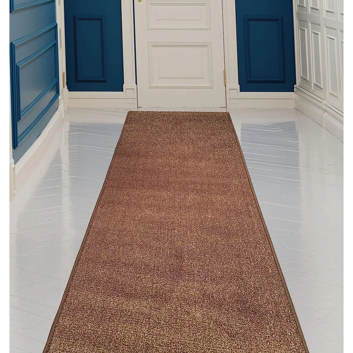 Custom Size Solid Design Beige.Brown.Red Color Non-Slip Rubber Backing- 26 Inch Wide x Your Choice of Length Runner Rug