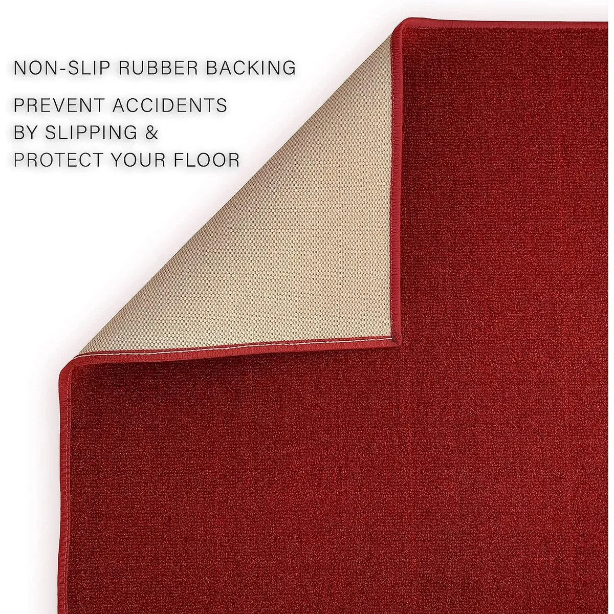 Custom Size Solid Design Beige.Brown.Red Color Non-Slip Rubber Backing- 26 Inch Wide x Your Choice of Length Runner Rug