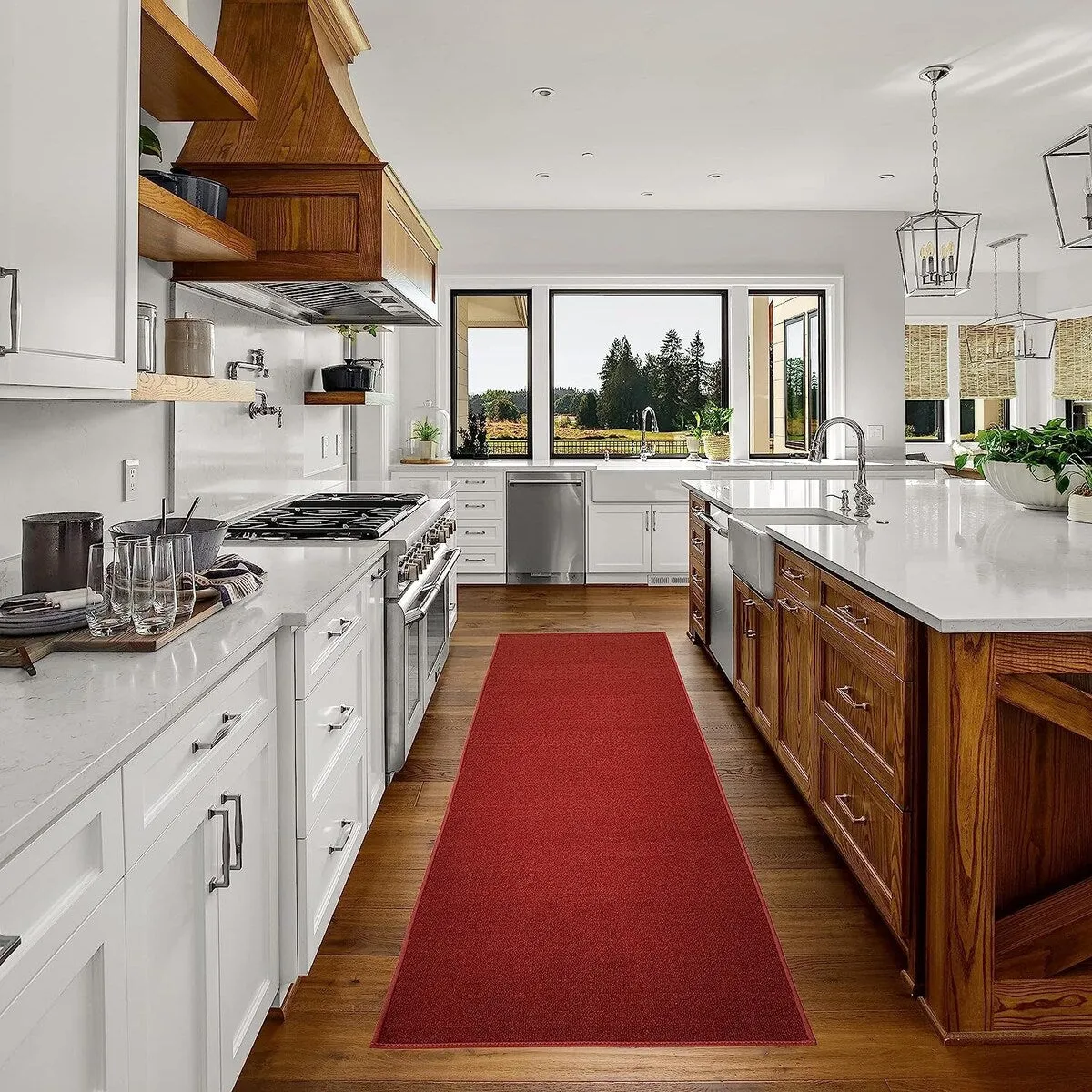 Custom Size Solid Design Beige.Brown.Red Color Non-Slip Rubber Backing- 26 Inch Wide x Your Choice of Length Runner Rug
