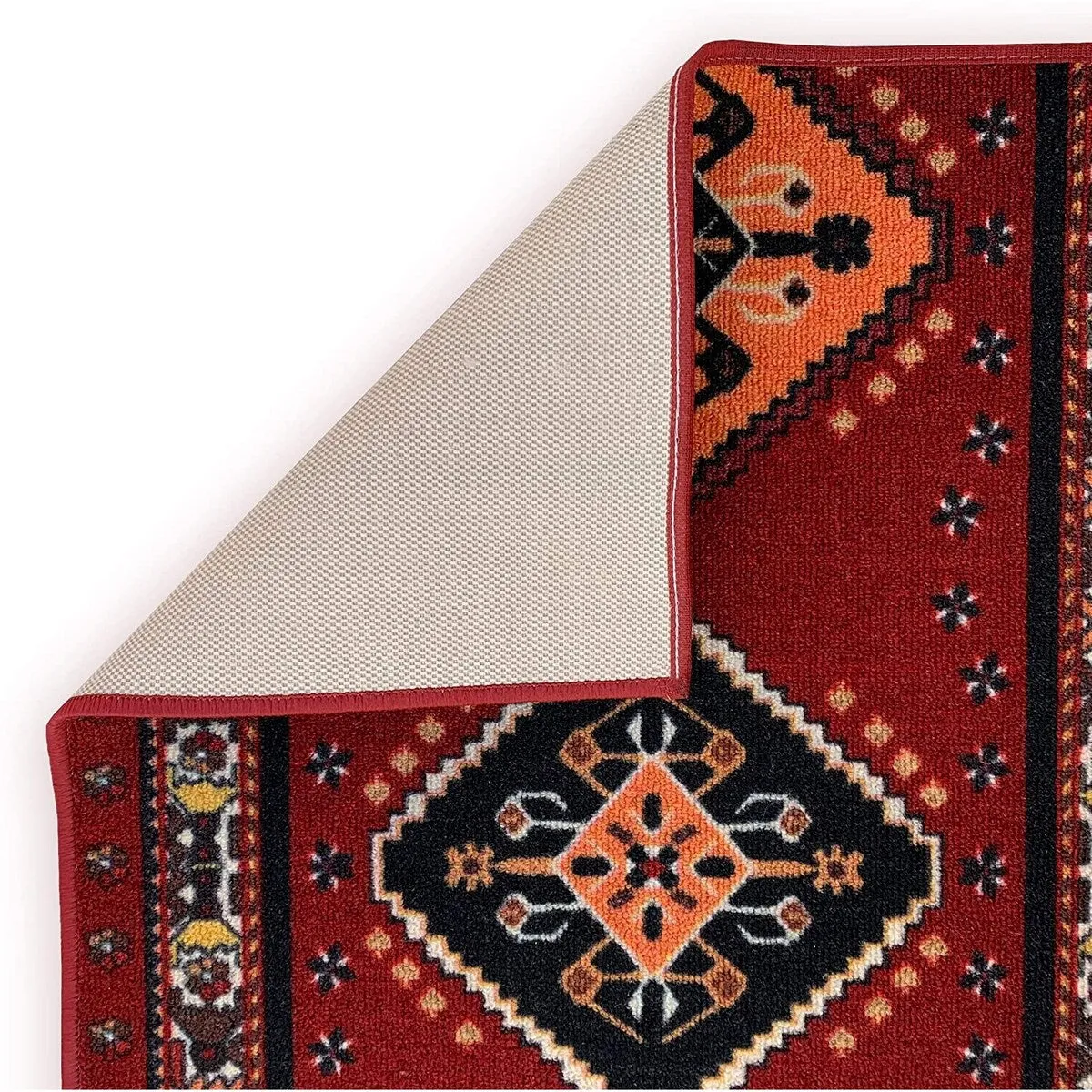 Custom Size Southwestern Red 26 Inch Wide Non-Slip Stair Runner Rug