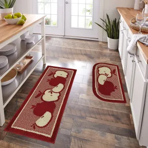 Decor Non-Slip Rubber Back Soft Durable Woven Fluffy Runner Area Carpet Floor Mat Indoor Kitchen Rug. Red Apple