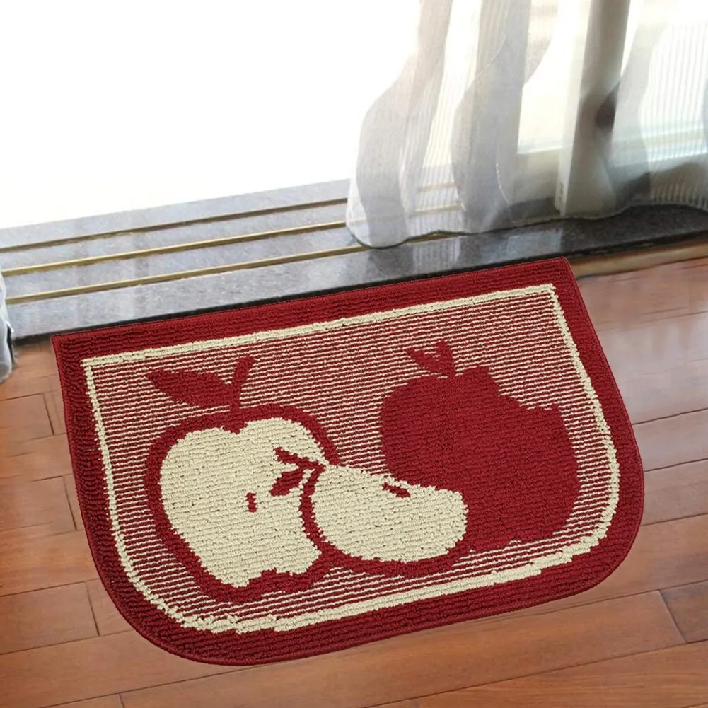 Decor Non-Slip Rubber Back Soft Durable Woven Fluffy Runner Area Carpet Floor Mat Indoor Kitchen Rug. Red Apple