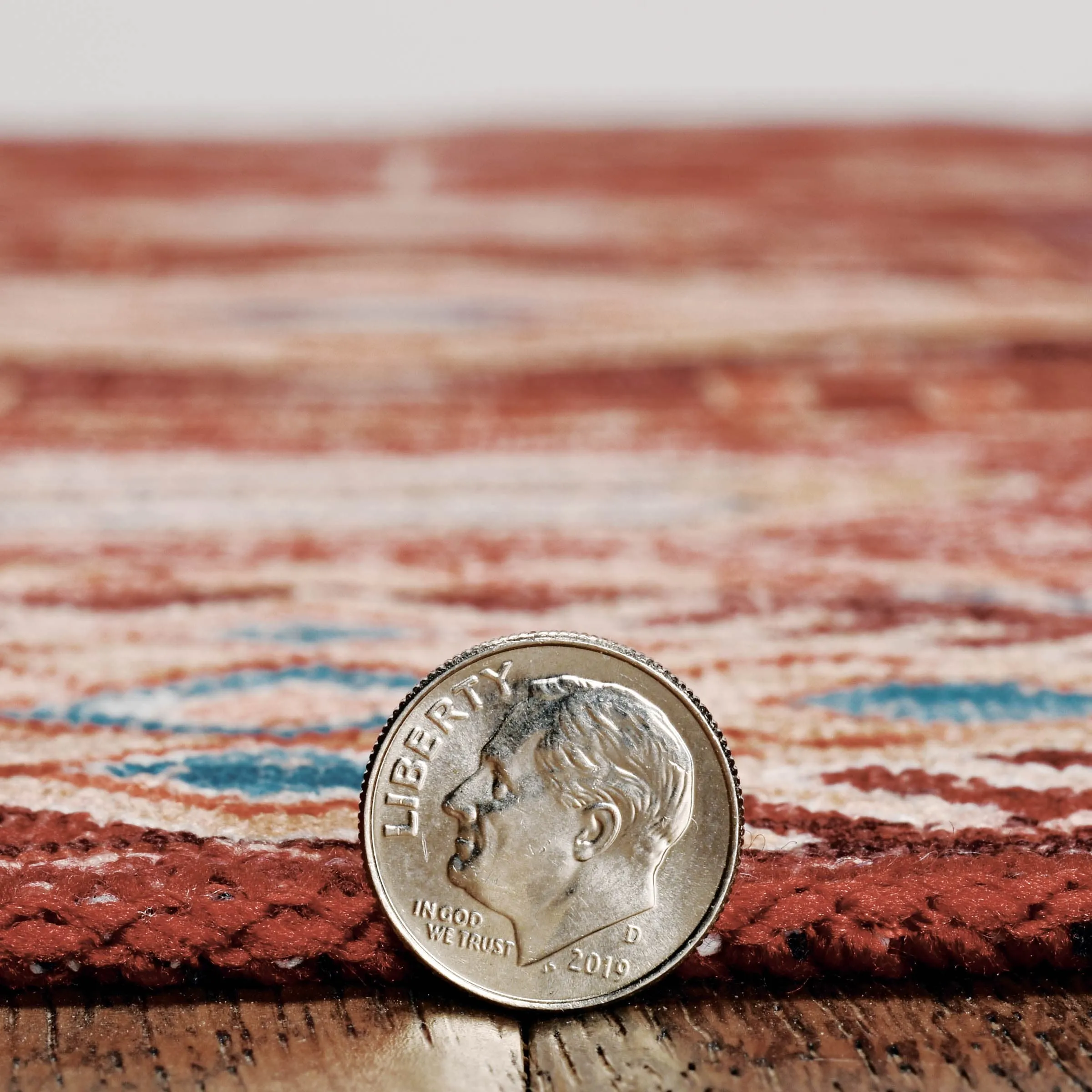 Devlin Machine Washable Red and Ivory Rug