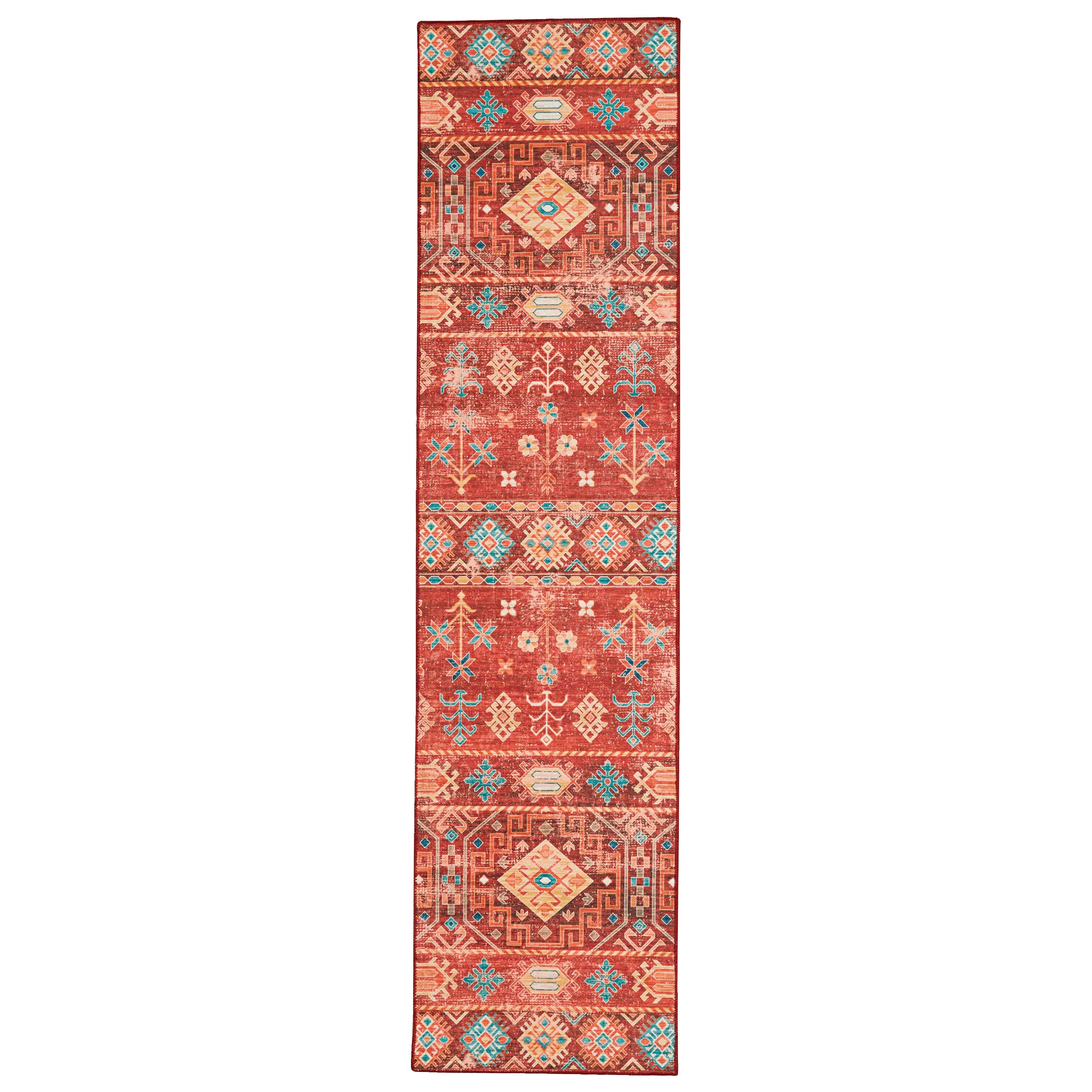Devlin Machine Washable Red and Ivory Rug