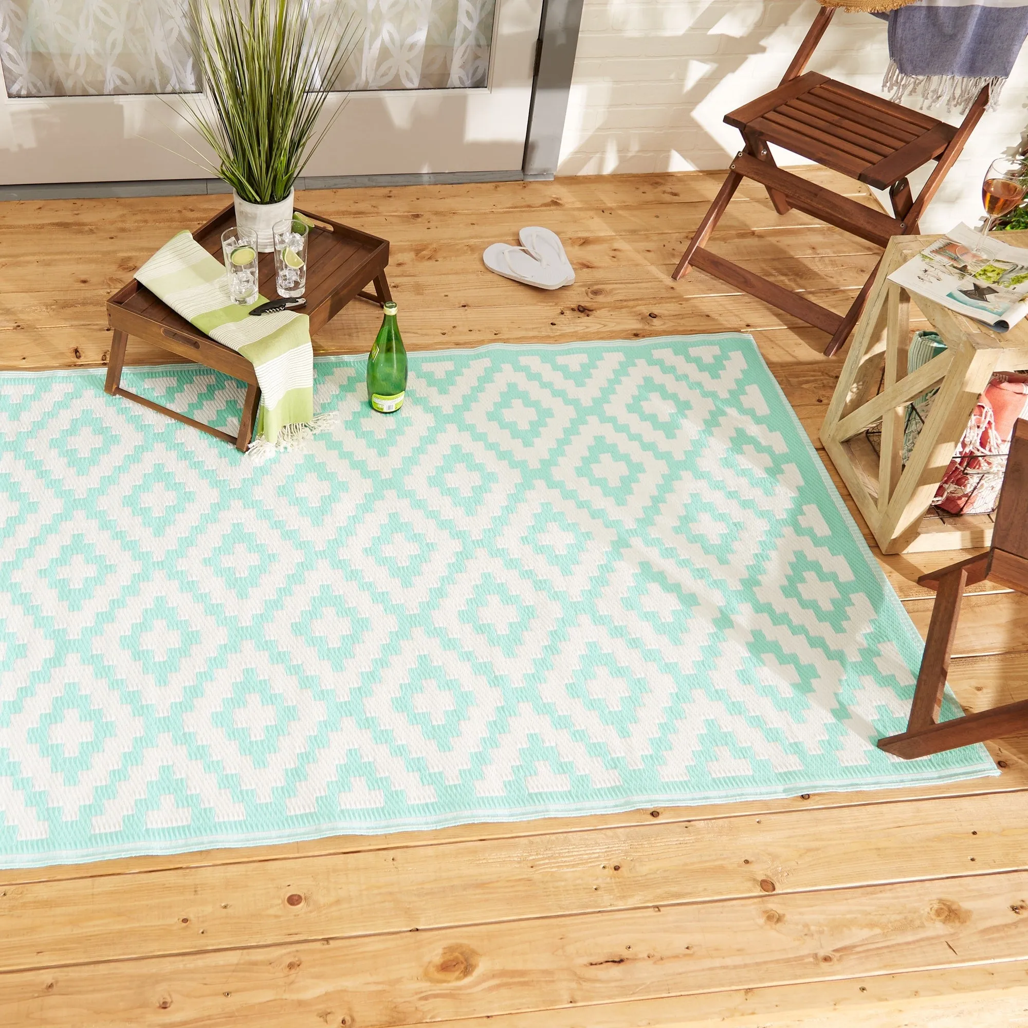 DII Black and White Mesa Outdoor Rug 4x6 Ft