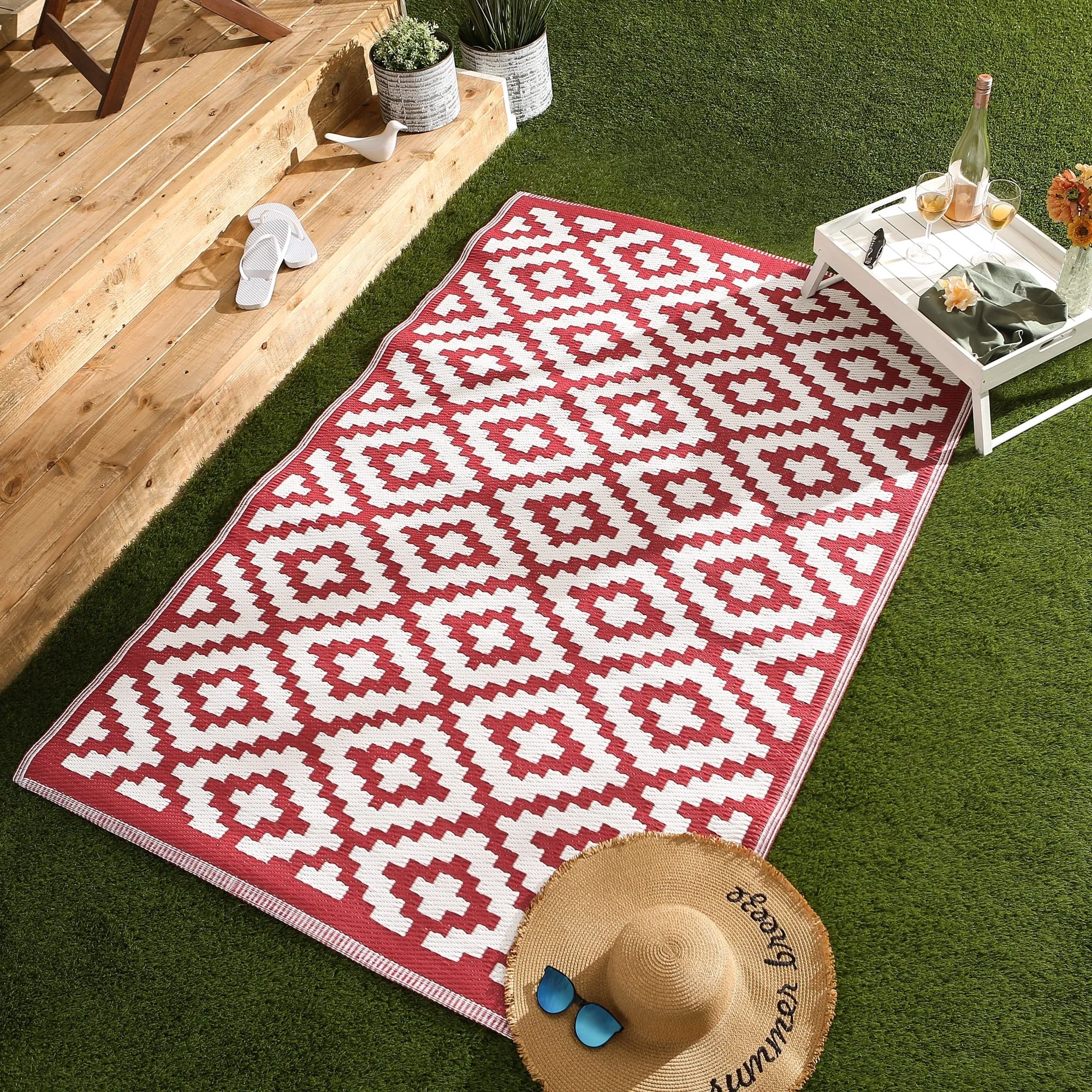 DII Black and White Mesa Outdoor Rug 4x6 Ft