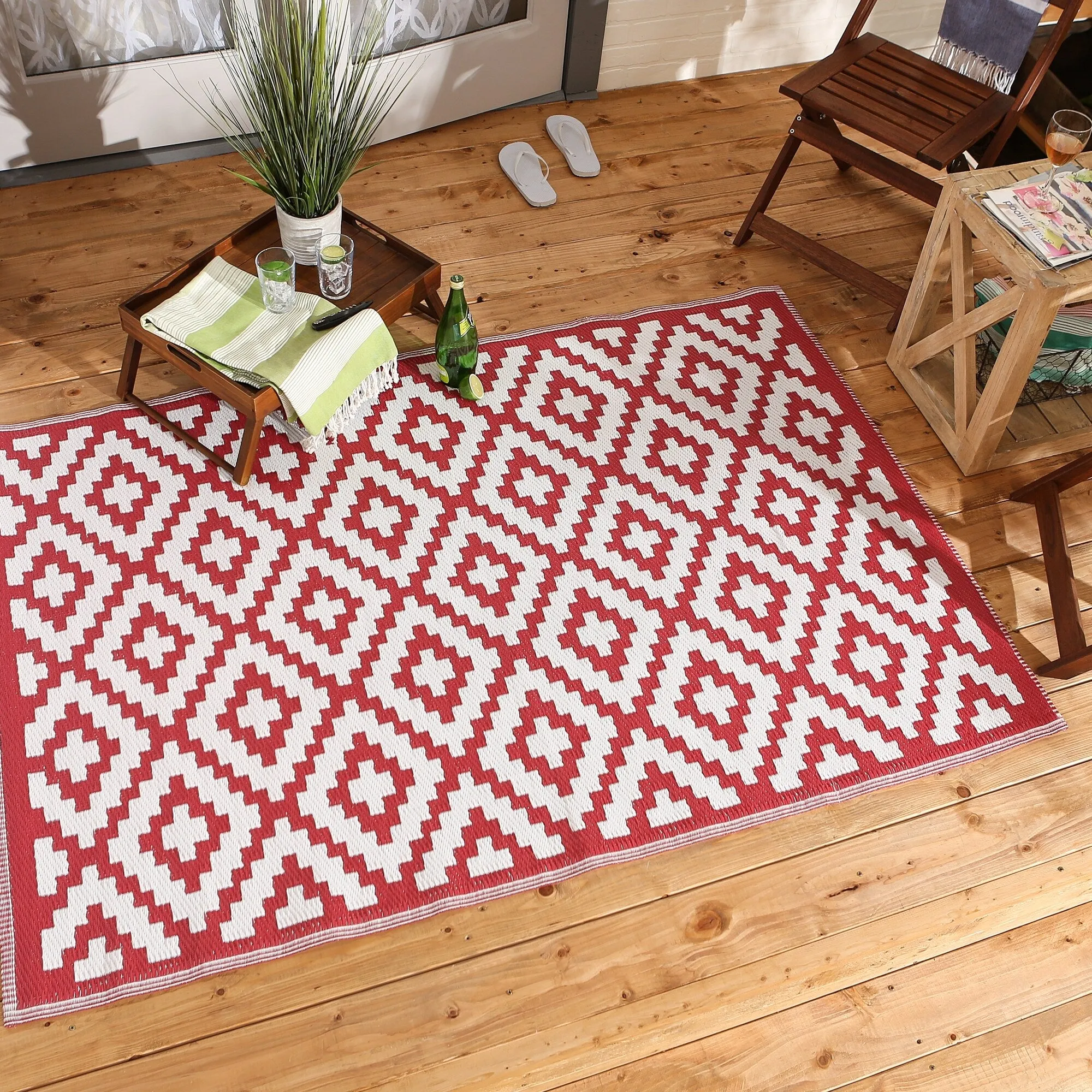 DII Black and White Mesa Outdoor Rug 4x6 Ft