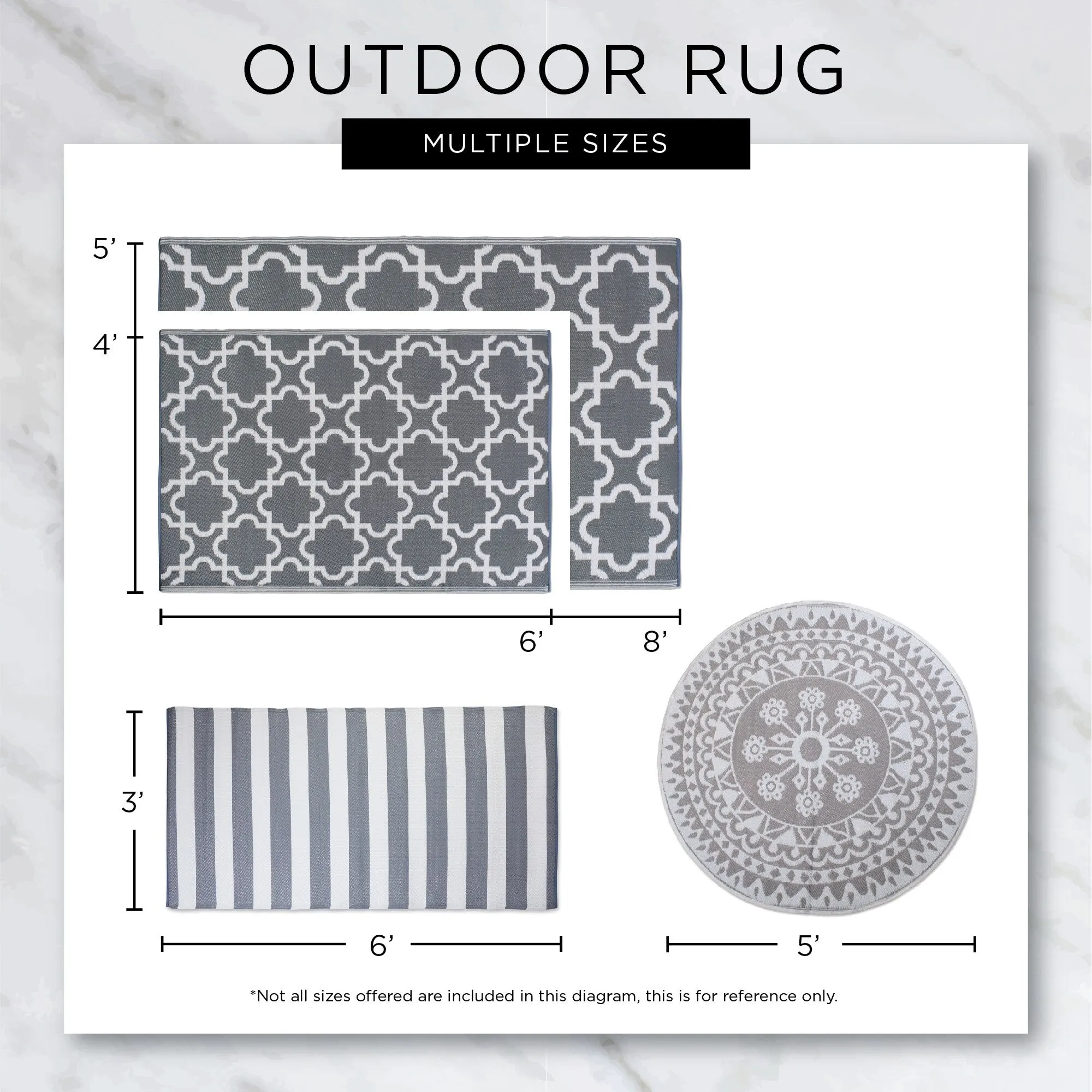 DII Black and White Mesa Outdoor Rug 4x6 Ft