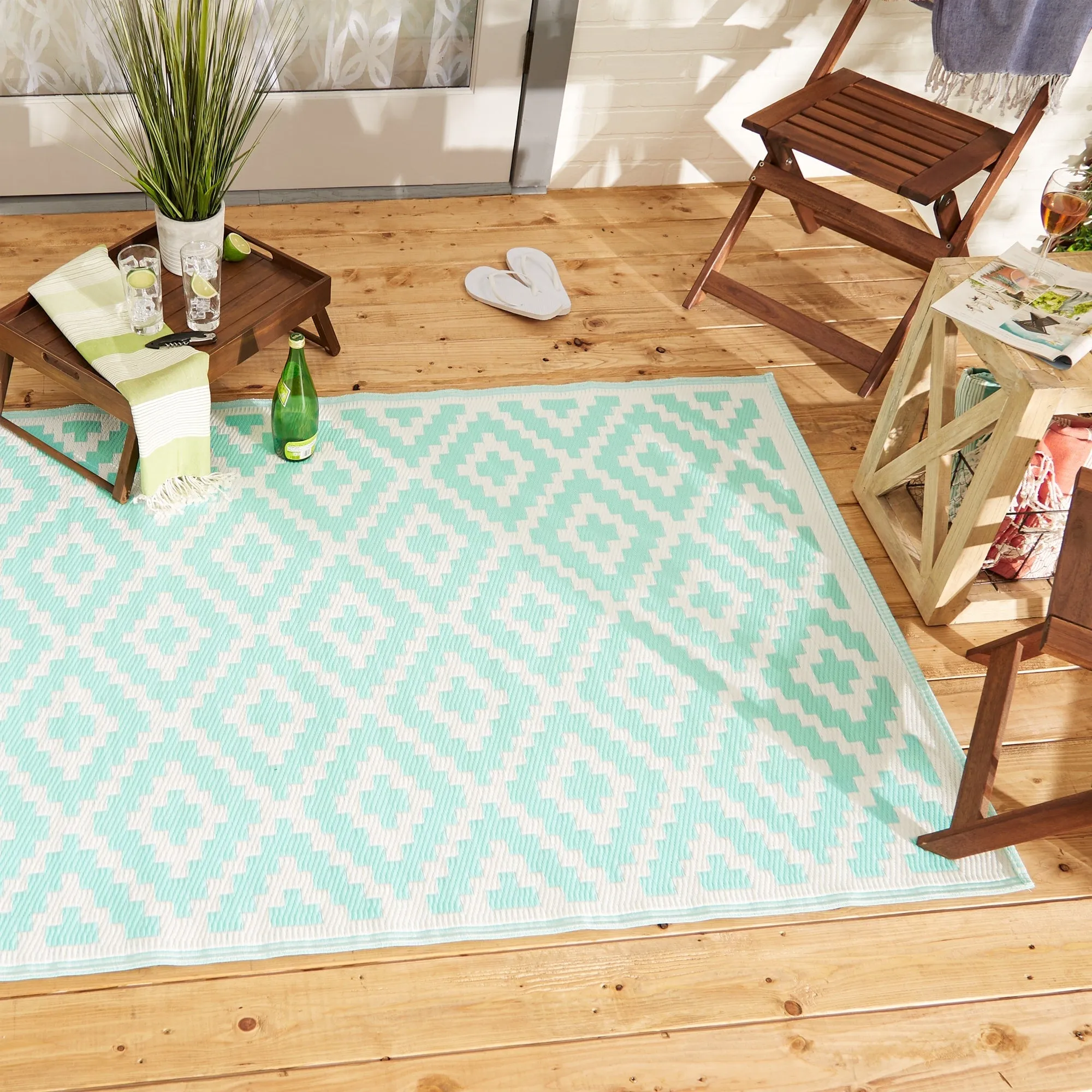 DII Black and White Mesa Outdoor Rug 4x6 Ft