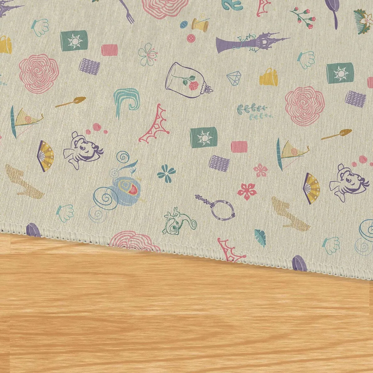 Disney Princesses Magical Objects Printed Washable Rug - 62 x 84